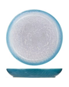 Тарелка глубокая Нептун 240х240мм фарфор бирюзовый белый Kunstwerk