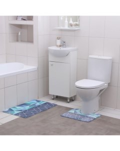 Набор ковриков для ванны и туалета Геометрия ов 2 шт 40x45 45x75 Доляна