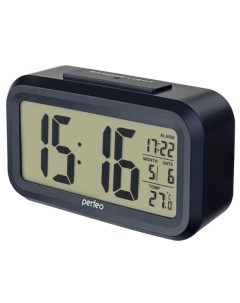 Часы Часы будильник Snuz чёрный PF S2166 время температура дата Perfeo