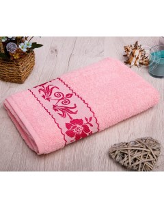 Полотенце махровое с декоративным бордюром Прованс розовое 70х140 Арт-дизайн