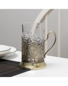 Набор для чая Высоцкий 2 предмета подстаканник стакан латунь Кольчугинский мельхиор