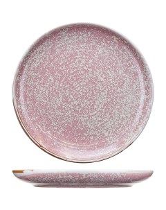Тарелка круглая с бортом Пион 280х280х35мм фарфор розовый Kunstwerk