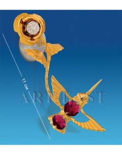 Фигурка на липучке Колибри на розе с цв кр Юнион AR 3050 2 113 60182 Crystal temptations