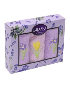 Набор полотенец из микрофибры Цветы 30x50 х 3шт подарок Bravo