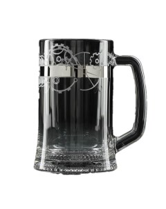 Кружка для пива Стимпанк 480 мл с гравировкой и напылением цвет серебряный Gidglass