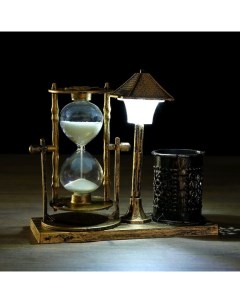 Песочные часы Уличный фонарик сувенирные с подсветкой карандашницей 6 5 х 15 5 х 14 Nobrand