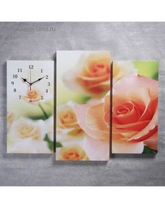 Часы настенные модульные Розовые розы 60 x 80 см Сюжет