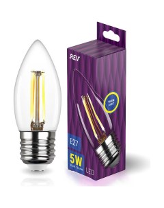 Лампа светодиодная филаментная C37 E27 5W DECO Premium теплый свет свеча 32424 9 Rev