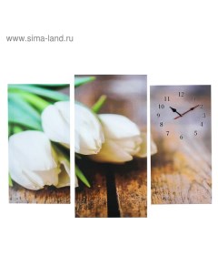 Часы настенные модульные Белые тюльпаны 60 x 80 см Сюжет