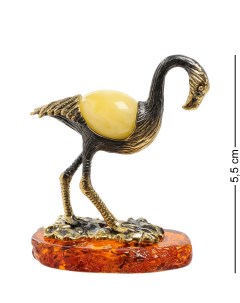 Фигурка Фламинго в реверансе латунь янтарь Народные промыслы