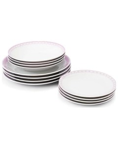 Набор тарелок 12 предметов 21 22 26 см Hyggelyne Розовые узоры 158488 Leander