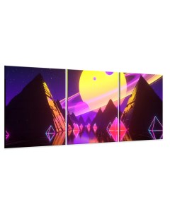 Модульная картина Неоновые пирамиды 67х156 см Добродаров