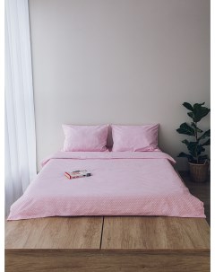 Комплект постельного белья розовый принт горох Йортсон