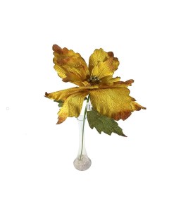 Искусственный цветок Пуансеттия Вельветовая на клипсе золотистая 64x74 см Hogewoning