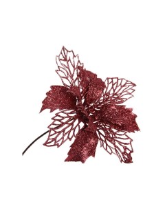 Искусственный цветок Пуансеттия Кружевная на стебле розовая 14x21 см Koopman international