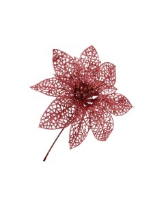 Искусственный цветок Пуансеттия Ажурная розовая на стебле 14x21 см Koopman international