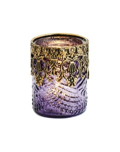 Стеклянный подсвечник КРУЖЕВНАЯ ФИЛИГРАНЬ под чайную свечу фиолетовый 8 5 см Goodwill