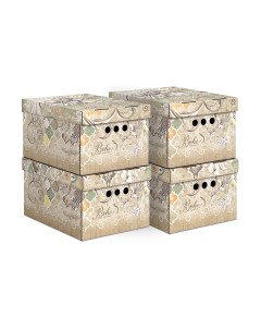 Коробка для хранения Boho Beige складная 25 x 33 x 18 5 см набор 4 шт Valiant