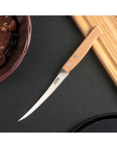 Нож кухонный Ретро для томатов лезвие 12 см с деревянной ручкой цвет бежевый Труд вача