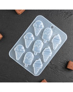 Форма для льда и кондитерских украшений Мороженое 16x11x1 см 9 ячеек цвет прозрачный Nobrand