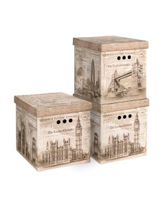 Коробка для хранения Travelling England складная 28 x 38 x 31 5 см набор 3 шт Valiant