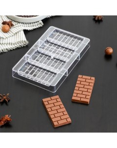Форма для шоколада и конфет Брикс 4 ячеек 20x12x2 5 см ячейка 8 5x4 2x1 см Nobrand