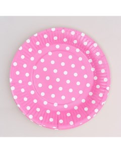 Тарелки бумажные Горох цвет розовый в наборе 6 штук Nobrand