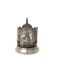 Подстаканник Спасская башня стакан d 6 1 см никелированный с ч Кольчугинский мельхиор
