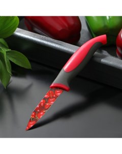 Нож кухонный с антиналипающим покрытием Вишенки лезвие 8 см Доляна