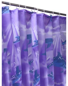 Штора для ванной 09 020А Фиолетовые дельфины Аквалиния