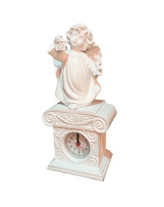 Часы Ангел с фонариком цвет белый H25см KSMR 626406 SH009 A030 Барельеф