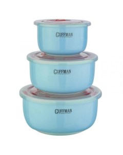 Набор контейнеров для продуктов Ceramics 3 предмета голубой красный Guffman