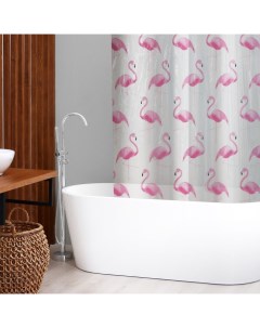 Штора для ванной комнаты SAVANNA Фламинго с люверсами 180x180 см PEVA Nobrand