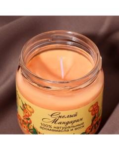 Натуральная эко свеча из пальмового воска Спелый мандарин оранжевая 7х7 5 см 14 ч Богатство аромата