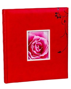 Фотоальбом Цветы красная обложка из эко кожи 60 страниц 28х32 см под уголки Fotografia