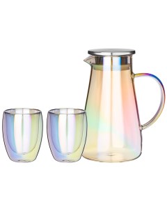 Набор из 3 предметов Rainbow кувшин 1 2л стаканы 350мл стекло 887 182_ Agness