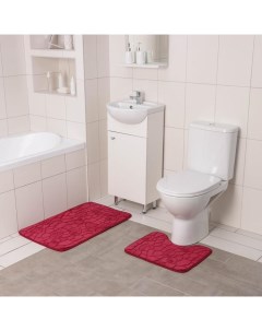 Набор ковриков для ванной и туалета Галька ракушки 2 шт 40x50 50x80 см цвет Доляна