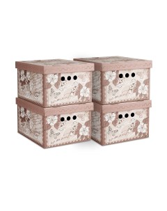 Коробка для хранения Romantic складная 25 x 33 x 18 5 см набор 4 шт Valiant