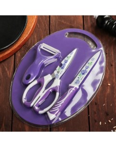 КНР нож ножницы с антиналипающим покрытием овощечистка фиолетовый Nobrand