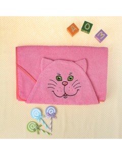 Полотенце накидка махровое Котик размер 75x125 см цвет розовый хлопок 300 г м Гранд-стиль