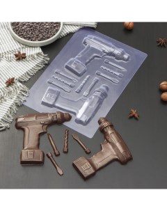 Форма для шоколада и конфет Шуруповерт цвет прозрачный Nobrand