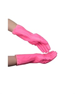 Перчатки хозяйственные резиновые с подкладом размер L цвет розовый Доляна