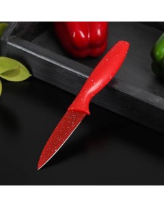 Нож с антиналипающим покрытием Зефир для овощей лезвие 9 см цвет красный Доляна