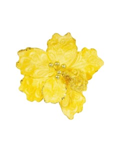 Искусственный цветок Пуансеттия Роялс на клипсе золотистая 25 см Due esse christmas