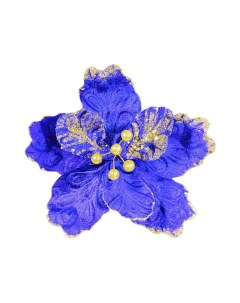 Искусственный цветок Пуансеттия Роялс на клипсе синяя 25 см Due esse christmas