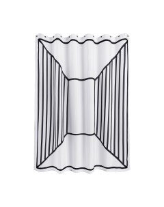 Занавеска штора Grafica для ванной тканевая 180х200 см цвет белый черный Moroshka