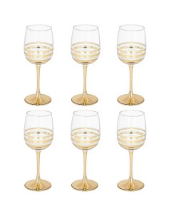 Набор из 6 штук Фужер для вина Line gold 420мл стекло 194 832_ Lefard