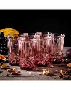 Набор стаканов Ла Манш 350 мл 6 шт цвет розовый Magistro
