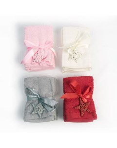 Полотенце подарочное гостевое для лица и рук Poly 30x30 набор 4шт маxра розовый Arya