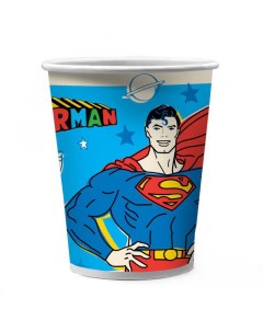 Набор бумажных стаканов Superman желтый лого 250 мл 6 шт Nd play